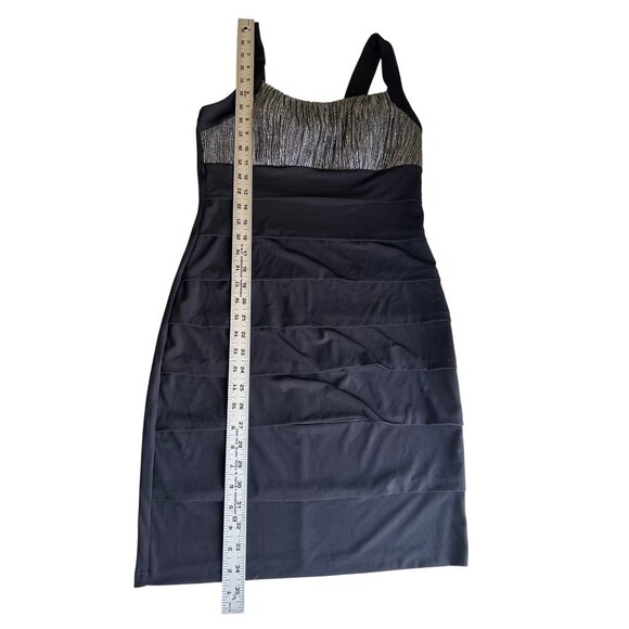 Enfocus Studio Y2K Elegant Black & Silver Metallic Sleeveless Bandage Dress Sz 8 - Picture 6 of 6